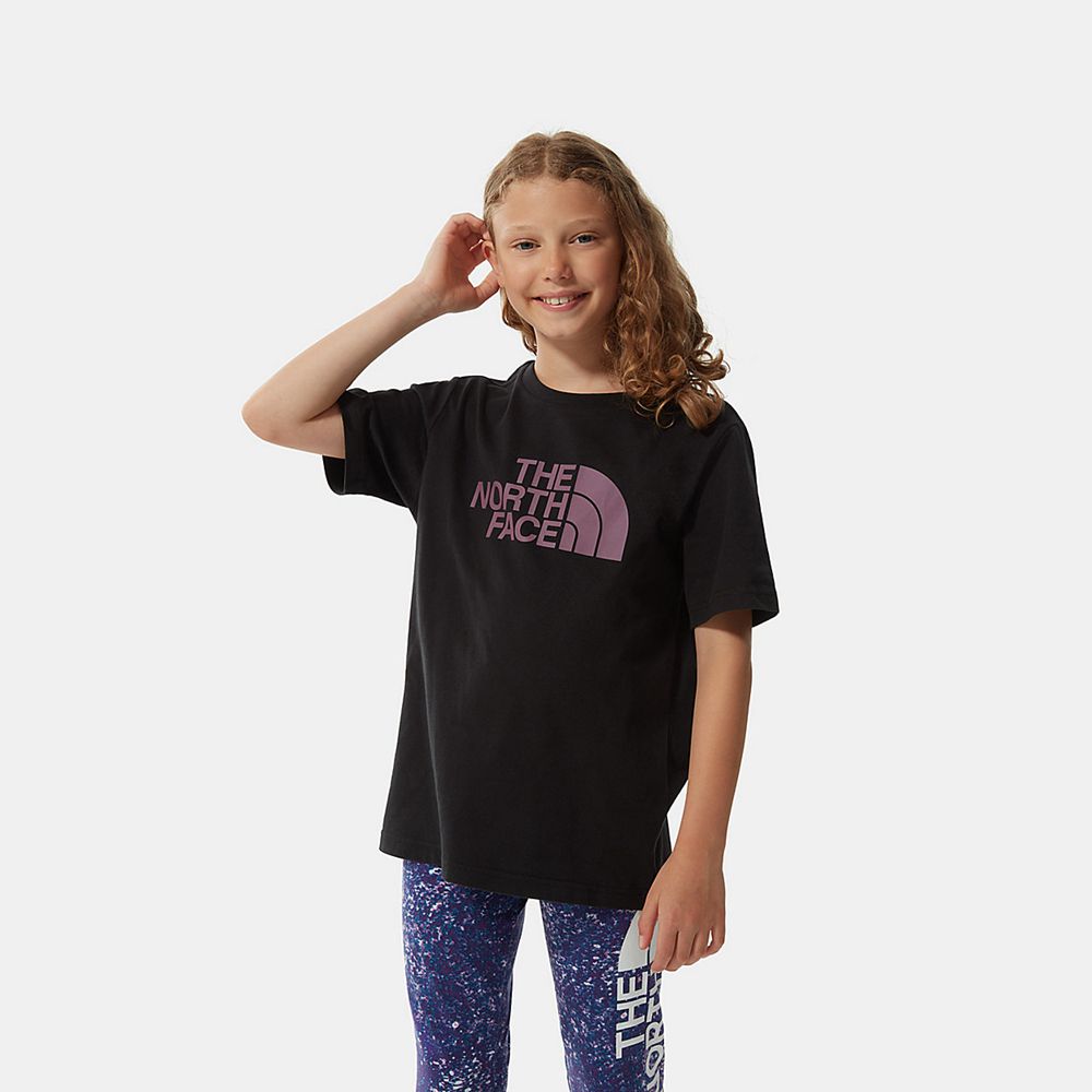 The North Face T-Shirts Girls Australia - The North Face Easy Relaxed-Fit Black / Purple (QYH-018639